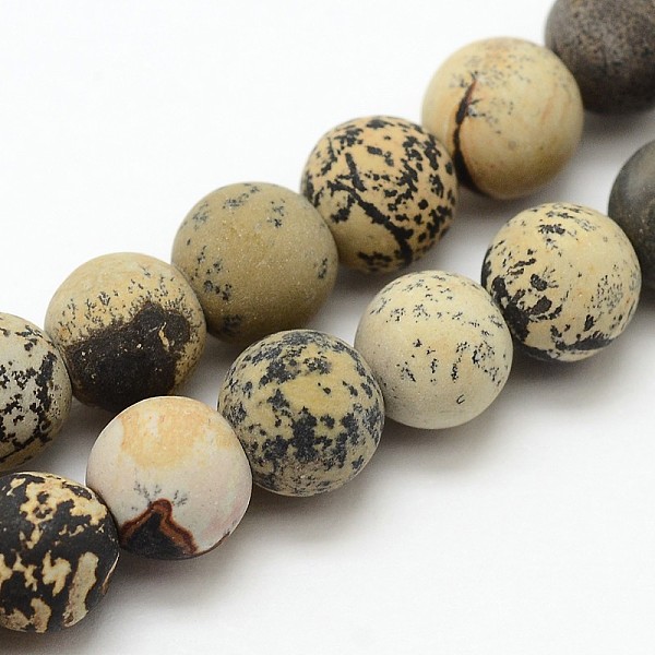 

PandaHall Natural Dendritic Jasper Frosted Round Beads Strands, Chohua Jasper, 6mm, Hole: 1mm, about 65pcs/strand, 15.0 inch Dendritic...