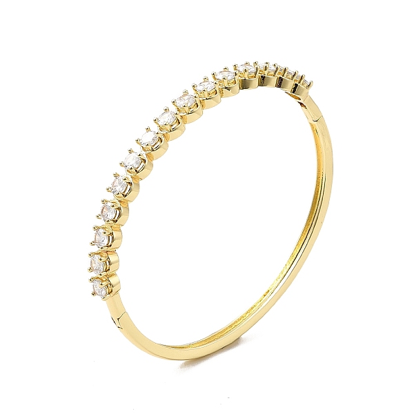 

PandaHall Cubic Zirconia Hinged Bangle, Golden Brass Jewelry for Women, Clear, Inner Diameter: 2-3/8 inch(5.95cm) Cubic Zirconia Clear