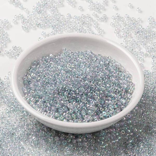 

PandaHall MIYUKI Round Rocailles Beads, Japanese Seed Beads, 8/0, (RR2443) Transparent Light Marine Blue Gold Luster, 3mm, Hole: 1mm, about...