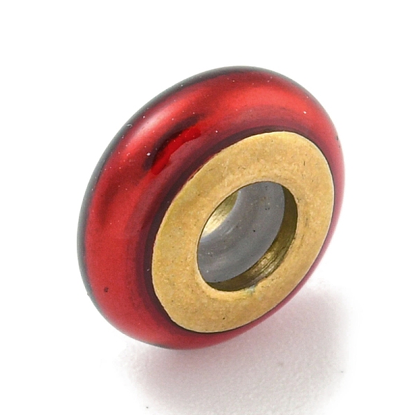 

PandaHall 304 Stainless Steel Enamel European Beads, with Rubber inside, Large Hole Beads, Rondelle, Golden, 11.5x5mm, Hole: 4.5mm Stainless..., Red