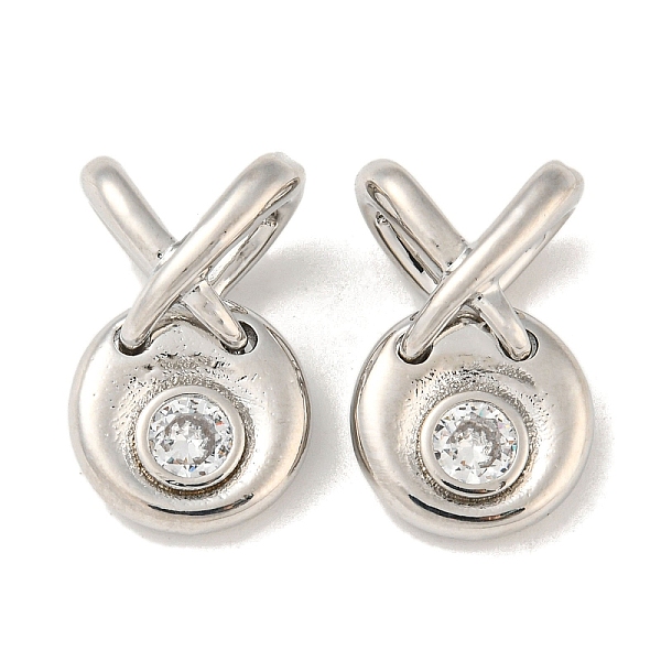 

PandaHall Brass Pendants, with Glass, Flat Round Charm, Real Platinum Plated, 22x14x9mm, Hole: 7.5x4.5mm Brass+Glass Flat Round Clear