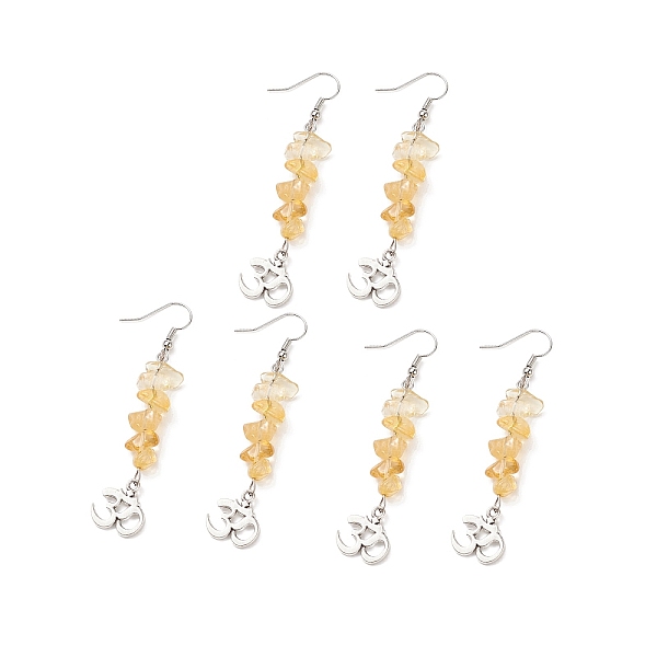

PandaHall Natural Citrine Chips Dangle Earrings, Antique Silver Alloy Yoga Theme Long Drop Earrings with Brass Ear Wires for Women, 66mm...