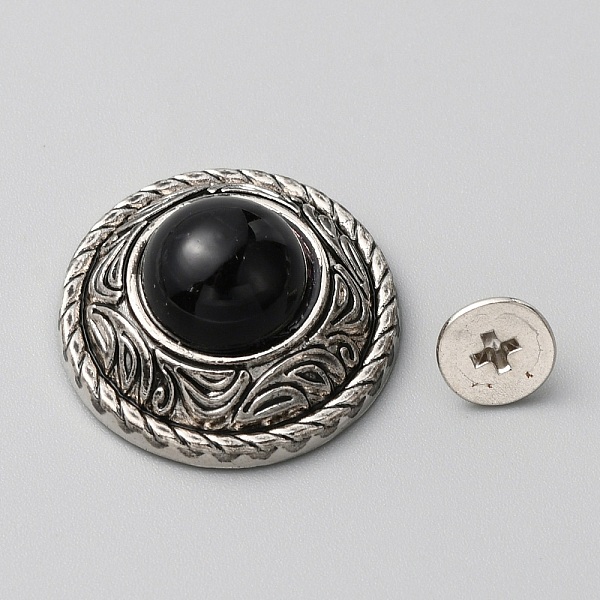 

PandaHall Zinc Alloy Buttons, with Synthetic Turquoise and Iron Screws, for Purse, Bags, Leather Crafts Decoration, Flat Round, Black...
