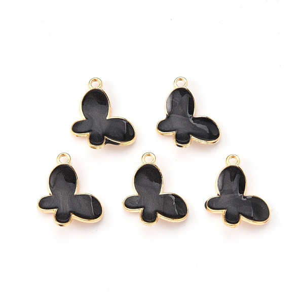 

PandaHall Alloy Enamel Pendants, Butterfly, Light Gold, Black, 13x17.5x3mm, Hole: 1.5mm Alloy+Enamel Butterfly Black
