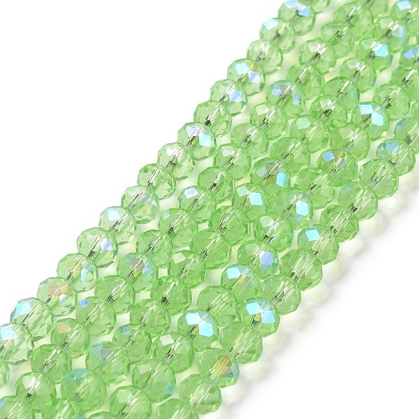 

PandaHall Electroplate Glass Beads Strands, Half Rainbow Plated, Faceted, Rondelle, Light Green, 3.5x3mm, Hole: 0.4mm, about...