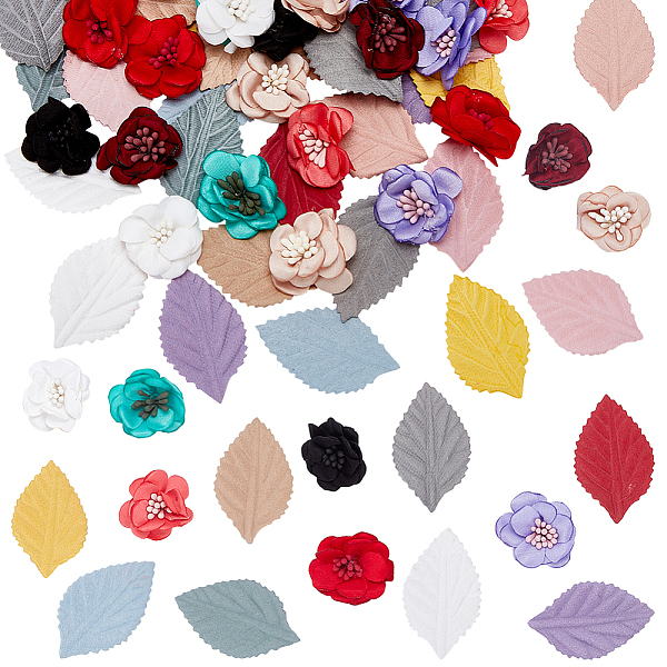 

PandaHall WADORN 132Pcs 18 Styles Cloth Ornament Accessories, for Costume Hat Bag, Leaf & 3D Flower, Mixed Color, 29~47x27~28x1~10mm Cloth..., Multicolor
