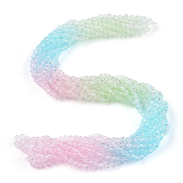 

PandaHall Transparent Glass Beads Strands, Segmented Multi-color Beads, Faceted(32 Facets), Round, Medium Sea Green, 4~4.5mm, Hole: 1mm...