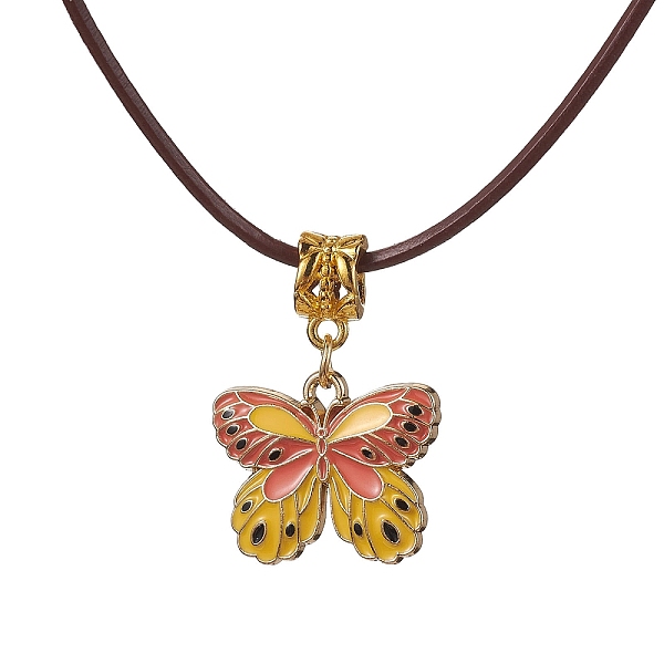

PandaHall Alloy Enamel Butterfly Pendant Necklaces, with Cowhide Leather Cord, Gold, 19.61~19.80 inch(49.8~50.3cm) Alloy Gold