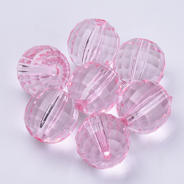 

PandaHall Transparent Acrylic Beads, Faceted, Round, Pink, 8x8mm, Hole: 1.5mm, about 1770pcs/500g Acrylic Round Pink