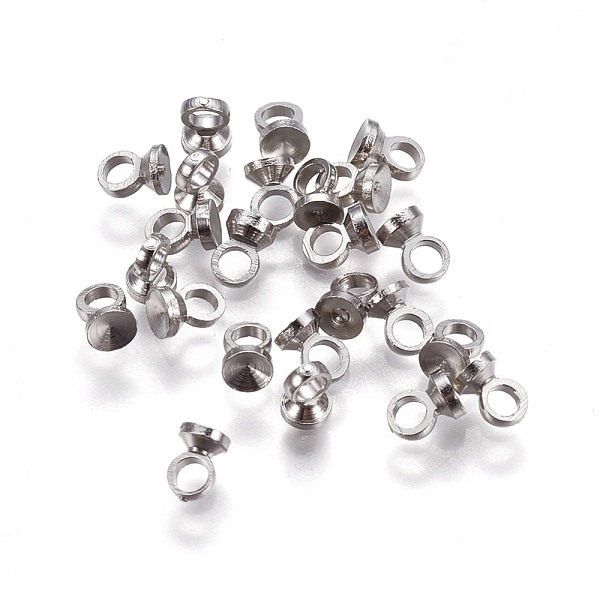 

PandaHall Brass Bead Cap Pendant Bails, for Globe Glass Bubble Cover Pendants, Platinum, 3.5x2.8mm, Hole: 1.4mm Brass