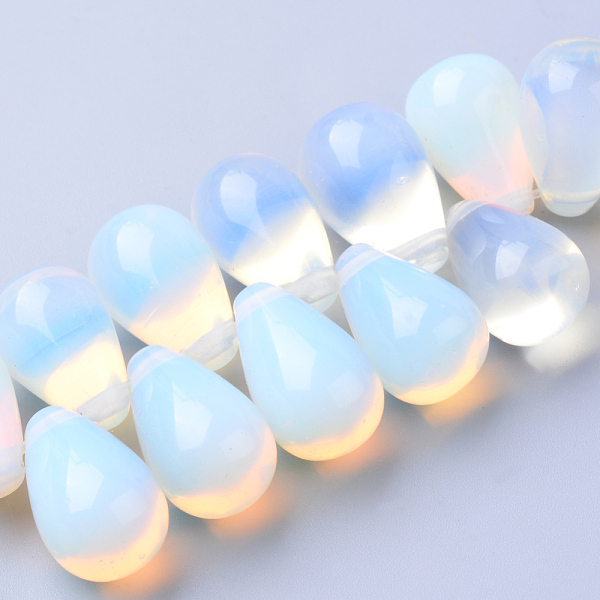

PandaHall Opalite Beads Strands, Top Drilled Beads, Teardrop, 16x10mm, Hole: 1mm, about 30pcs/strand, 6.3 inch Opalite Teardrop