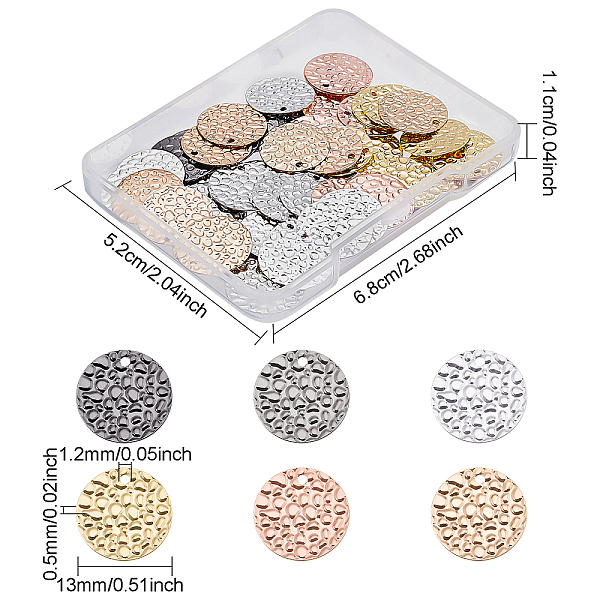 

PandaHall FINGERINSPIRE 60 Pcs 6 Colors Flat Round Charm 13mm Coin Charms with Droplet Embossing Stamping Blanks Charms Brass Round Tag...