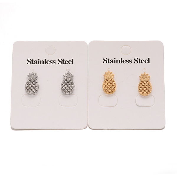 

PandaHall 304 Stainless Steel Textured Ear Studs, Hypoallergenic Earrings, Pineapple, Mixed Color, 14.5x8mm, Pin: 0.8mm 304 Stainless Steel