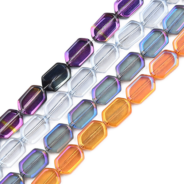

PandaHall Electroplate Transparent Glass Beads Strands, Oval, Mixed Color, 9.5x6.5x3.5mm, Hole: 0.9mm, about 78Pcs/strand, 25.59 inch(65cm)..., Multicolor
