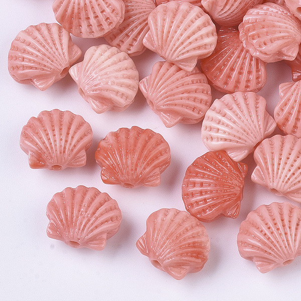 

PandaHall Synthetic Coral Beads, Dyed, Two Tone, Scallop Shape, Light Coral, 10x11.5x6.5mm, Hole: 1.2~1.5mm Synthetic Coral Shell Shape