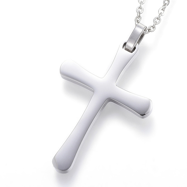 

PandaHall 304 Stainless Steel Pendant Necklaces, Polish, Latin Cross, Stainless Steel Color, 19.6 inch(50cm) 304 Stainless Steel