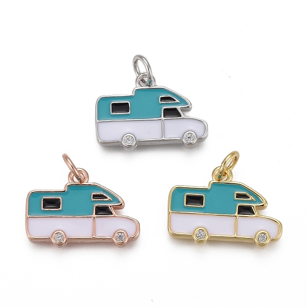 

PandaHall Brass Micro Pave Clear Cubic Zirconia Pendants, with Enamel and Jump Rings, Long-Lasting Plated, Camping Van/Caravan Shape, Mixed..., Cyan