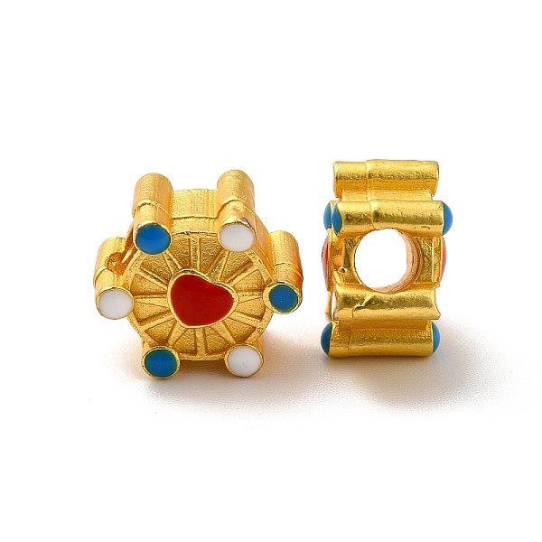 

PandaHall Rack Plating Alloy Enamel European Bead, Matte Gold Tone Large Hole Beads, Cadmium Free & Lead Free, Ferris Wheel, Red...