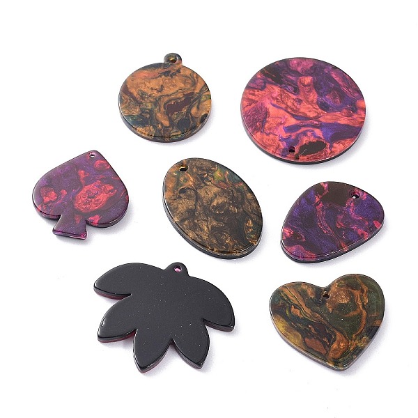 

PandaHall Cellulose Acetate(Resin) Pendants, Mixed Shape, Mixed Color, 23~28x17~31x2.5mm, Hole: 1.2~1.5mm Resin Mixed Shapes Multicolor