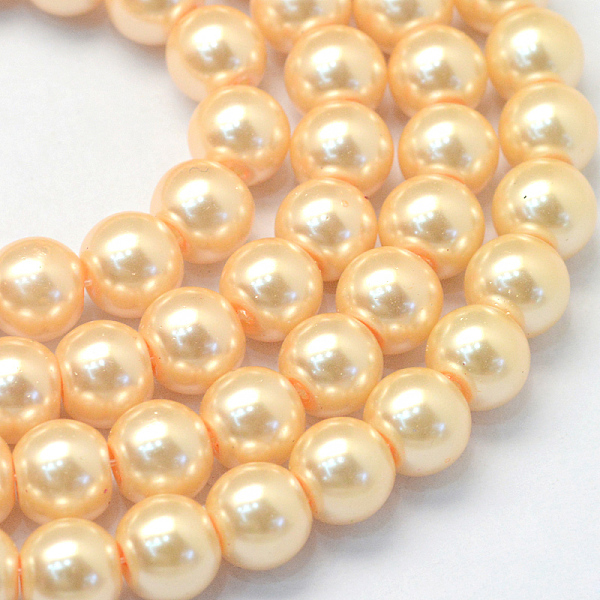 

PandaHall Baking Painted Pearlized Glass Pearl Round Bead Strands, Moccasin, 10~11mm, Hole: 1.5mm, about 80~85pcs/strand, 31.4 inch1.5mm..., Orange