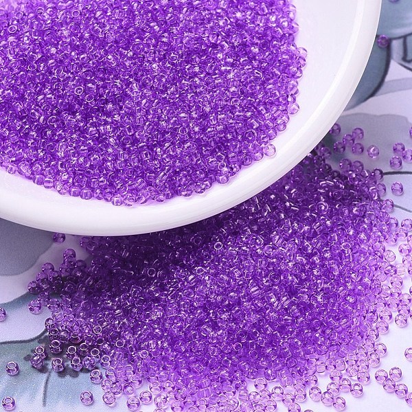 

PandaHall MIYUKI Round Rocailles Beads, Japanese Seed Beads, 11/0, (RR1313) Dyed Transparent Dark Orchid, 2x1.3mm, Hole: 0.8mm, about..., Purple