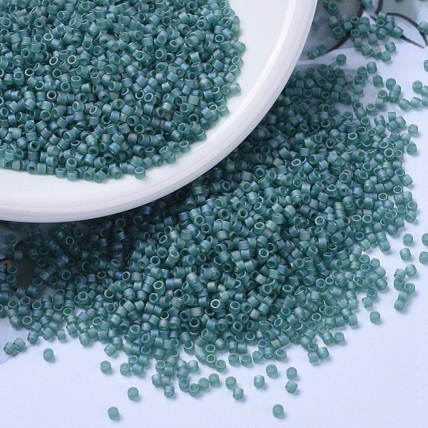 

PandaHall MIYUKI Delica Beads, Cylinder, Japanese Seed Beads, 11/0, (DB1283) Matte Transparent Caribbean Teal AB, 1.3x1.6mm, Hole: 0.8mm..., Cyan