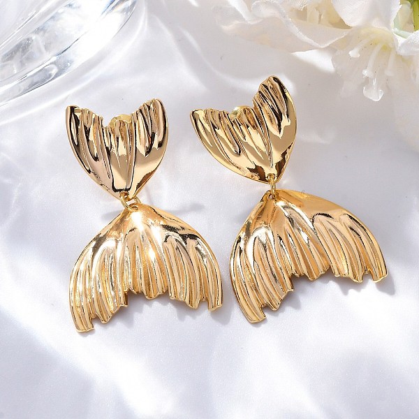 Brass Fishtail Stud Earrings