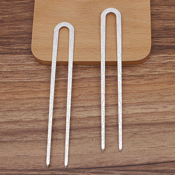 

PandaHall Alloy Hair Fork Findings, U Shape, Silver, 125x18mm Alloy