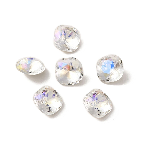 

PandaHall K9 Glass Rhinestone Cabochons, Pointed Back & Back Plated, Faceted, Square, Moonlight, 10x10x6mm Glass Rhinestone Square Clear