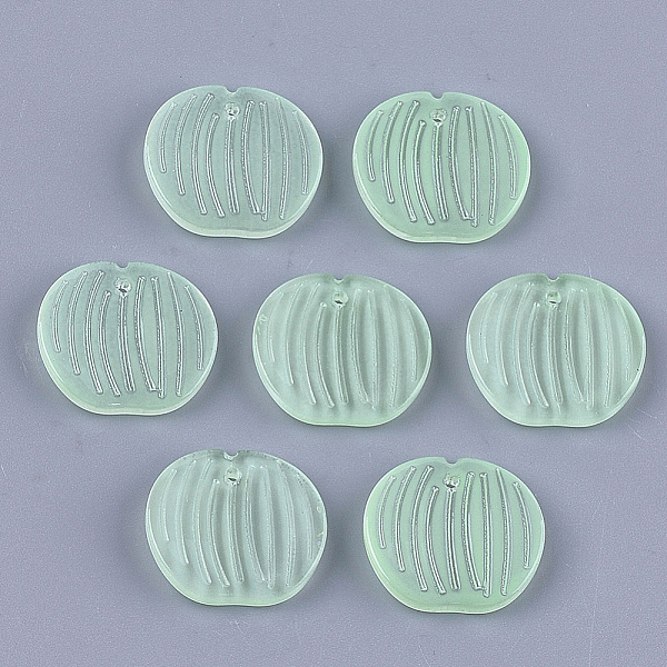 

PandaHall Transparent Spray Painted Glass Pendants, Peach, Light Green, 18.5x20x3.5~4mm, Hole: 1.2mm Glass Fruit Green