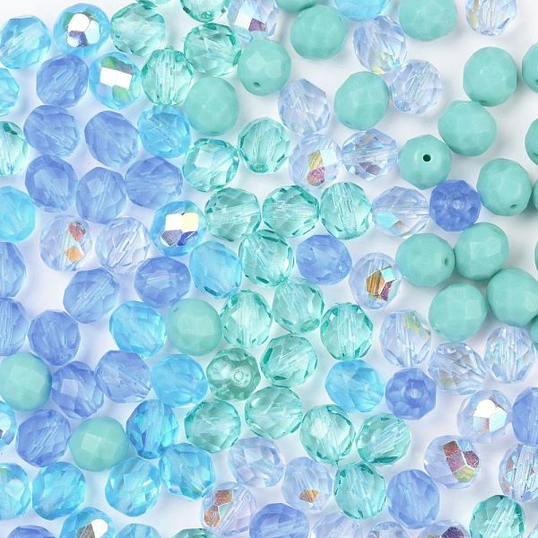 

PandaHall Fire-Polished Czech Glass Beads, Faceted, Ananas, Aquamarine, 7.5~8x8mm, Hole: 1.2mm, about 120pcs/bag Czech Glass Round Green