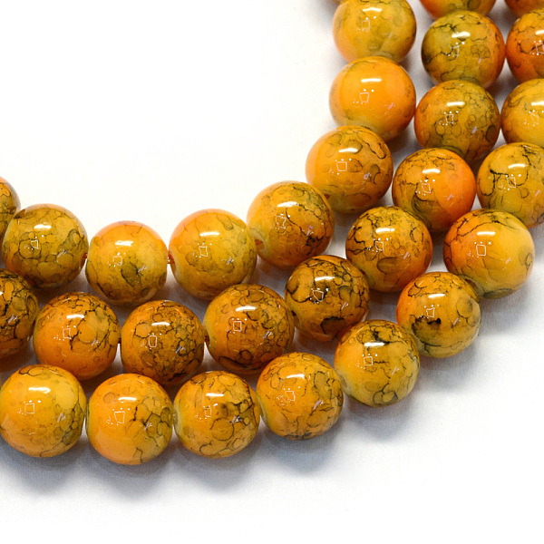 

PandaHall Baking Painted Glass Round Bead Strands, Orange, 4.5~5mm, Hole: 1mm, about 210pcs/strand, 31.4 inch Glass Round Orange