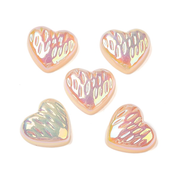 

PandaHall UV Plating Acrylic Cabochons, Iridescent, Heart, Moccasin, 11.5~12x12~12.5x4mm Acrylic Heart Orange