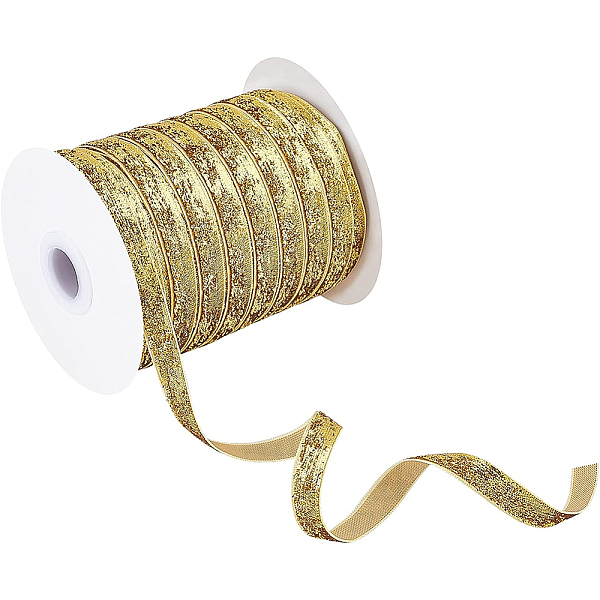 

PandaHall BENECREAT 3/8-Inch Wide 49 Yards Gold Metallic Velvet Ribbon Sparkle Glitter Velvet Ribbon for Crafts, Gift Wrapping, Floral...