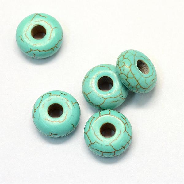 

PandaHall Synthetic Turquoise Beads, Rondelle, Dyed, Turquoise, 15.5~16x6.5~7mm, Hole: 5mm Synthetic Turquoise Rondelle Green