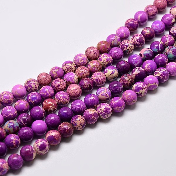 

PandaHall Natural Imperial Jasper Beads Strands, Round, Dyed, Blue Violet, 8mm, Hole: 1mm, about 48pcs/strand, 15.7 inch Imperial Jasper..., Purple
