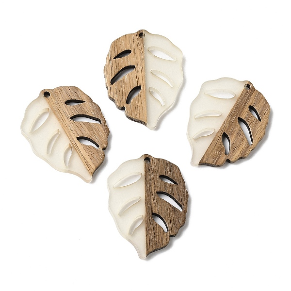 

PandaHall Luminous Glow in the Dark Wood & Resin Pendant, Leaf Charms, Camel, 37x28x3mm, Hole: 2mm Wood Leaf Brown
