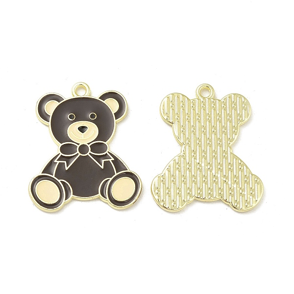 

PandaHall Rack Plating Alloy Enamel Pendants, Light Gold, Bear, Black, 27.5x23x1.5mm, Hole: 1.8mm Alloy+Enamel Bear Black