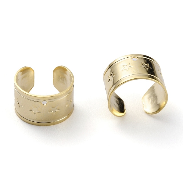 

PandaHall Ear Cuff Findings, Ring with Star, Real 24K Gold Plated, 10.5x11x7mm, Hole: 0.8mm Brass