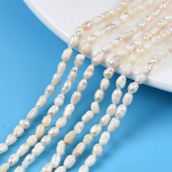 

PandaHall Natural Cultured Freshwater Pearl Beads Strands, Rice, Seashell Color, 3.5~6x3~4mm, Hole: 0.7mm, about 72~76pcs/strand, 13.58...