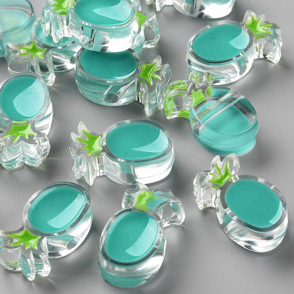 

PandaHall Transparent Enamel Acrylic Beads, Pineapple, Dark Turquoise, 25x15x9mm, Hole: 3.5mm Acrylic Fruit