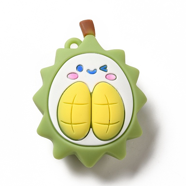 

PandaHall Fruit Theme PVC Pendants, Durian, Dark Sea Green, 53.5x40.5x23mm, Hole: 3mm PVC Fruit