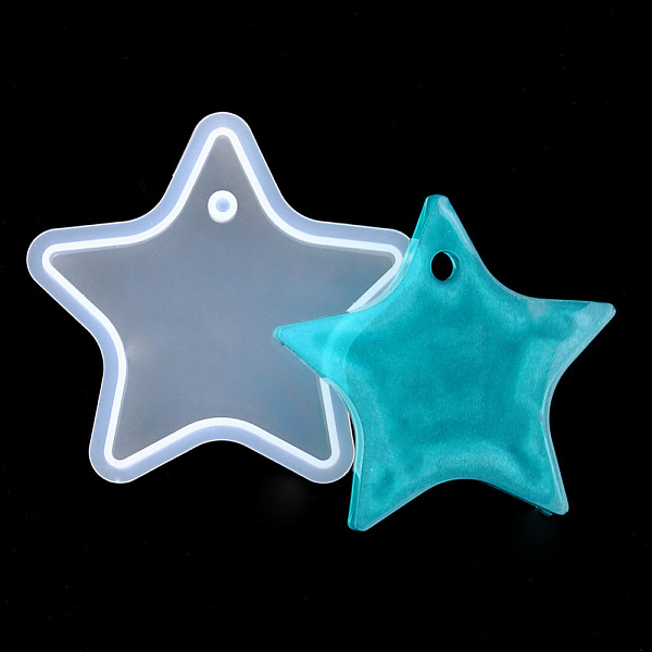 

PandaHall Pendant Silicone Molds, Resin Casting Molds, For UV Resin, Epoxy Resin Jewelry Making, Star, White, 69x57x12mm, Hole: 5mm Silicone...