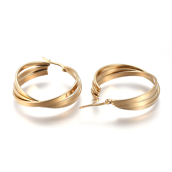 201 Stainless Steel Triple Hoop Earrings