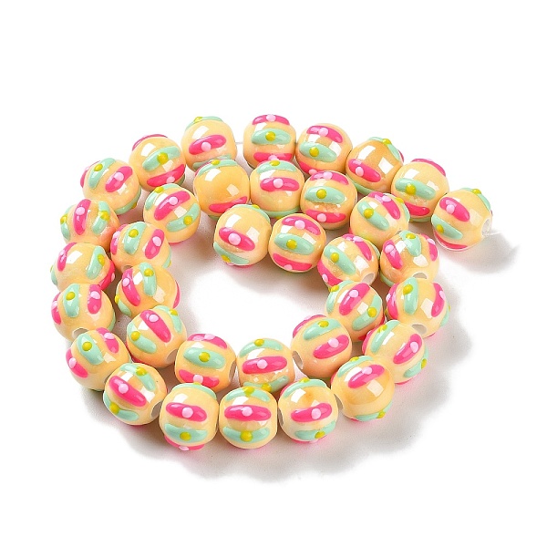 

PandaHall Handmade Porcelain Beads Strands, with Enamel, Round, PeachPuff, 10~11x9mm, Hole: 1.5mm, about 35pcs/strand, 12.80 inch(32.5cm)..., Brown