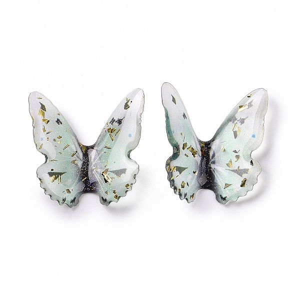 

PandaHall Transparent Resin Cabochons, with Gold Foil, Butterfly, Light Sea Green, 37~38x38~42x3.5~4mm Resin Butterfly