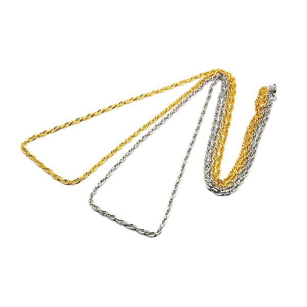 

PandaHall Fashionable 304 Stainless Steel Rope Chain Necklace Making, with Lobster Claw Clasps, Mixed Color, 28 inch~30 inch...