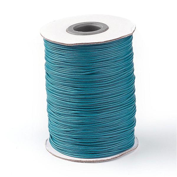 

PandaHall Korean Waxed Polyester Cord, Steel Blue, 1mm, about 85yards/roll Waxed Polyester Cord Round Blue