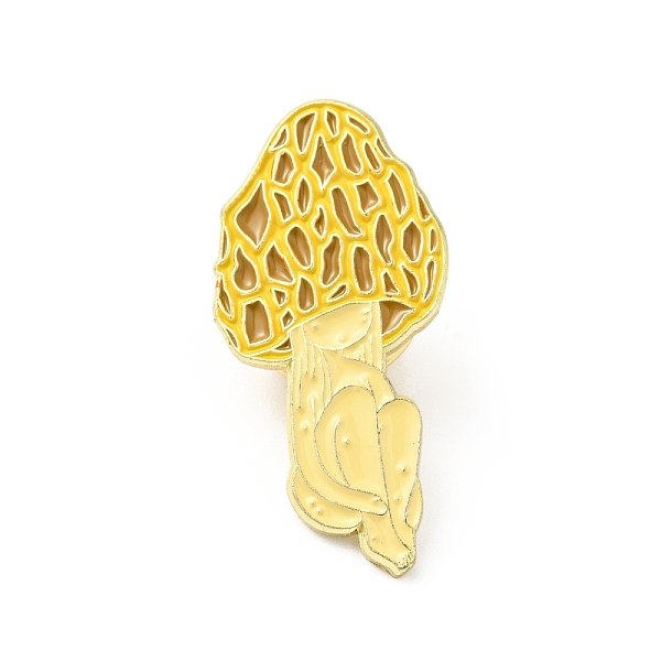 

PandaHall Mushroom Girl Enamel Pin, Gold Plated Alloy Cute Badge for Backpack Clothes, Light Khaki, 30x15x1.5mm Alloy+Enamel Gold