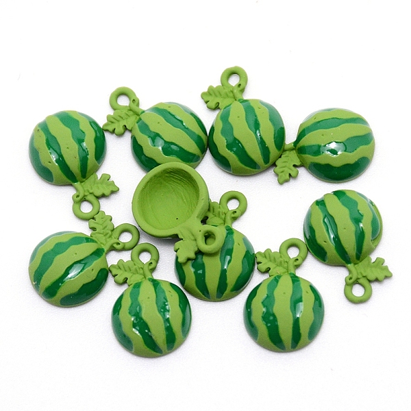 

PandaHall Alloy Pendants, Spray Painted, Watermelon, Green, 18.5x12.5x5mm, Hole: 1.5mm Alloy Fruit Green